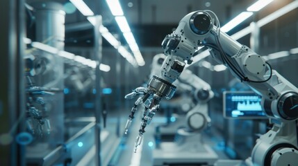 Fototapeta premium XAI Smart industry robot arms for digital factory production