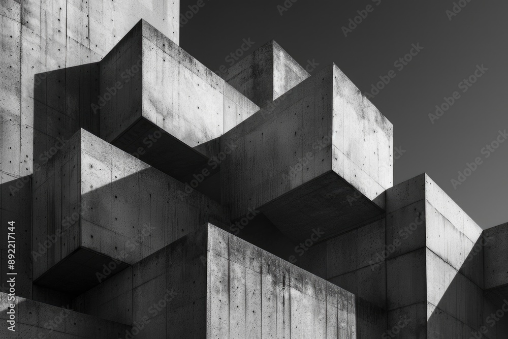 Poster a close-up shot of gray concrete blocks