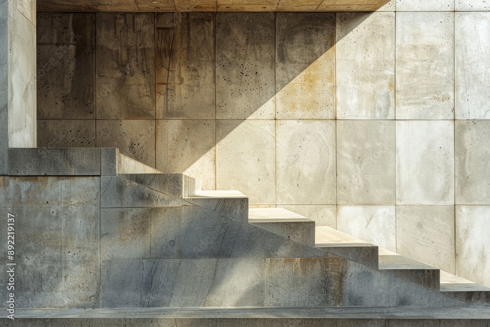 Poster a concrete staircase leading up to the top of a building