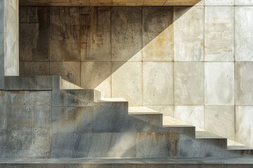A concrete staircase leading up to the top of a building