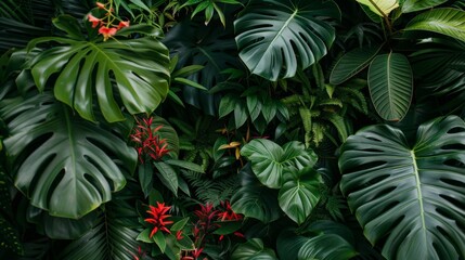 Obraz premium Rainforest with dense foliage and exotic plants