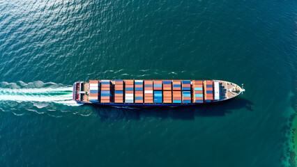 Container ship on the sea, international trade concept background, international distribution concept wallpaper, ai generated