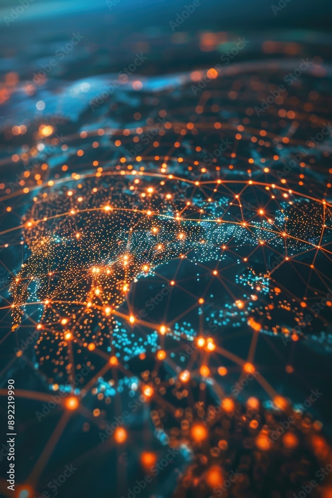 Poster A detailed view of a global map showing various geographical features and countries, ideal for use in presentations or travel-related projects