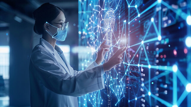 AI Artificial Intelligence technology.AI Assistant support. AI Optimization. Businessman innovation machine learning science network.