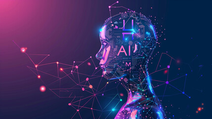 AI Artificial Intelligence technology.AI Assistant support. AI Optimization. Businessman innovation machine learning science network.