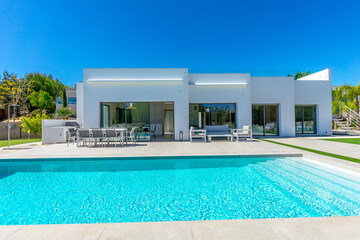 Fototapeta premium Villa with garden and pool on golf course Spain Costa Blanca