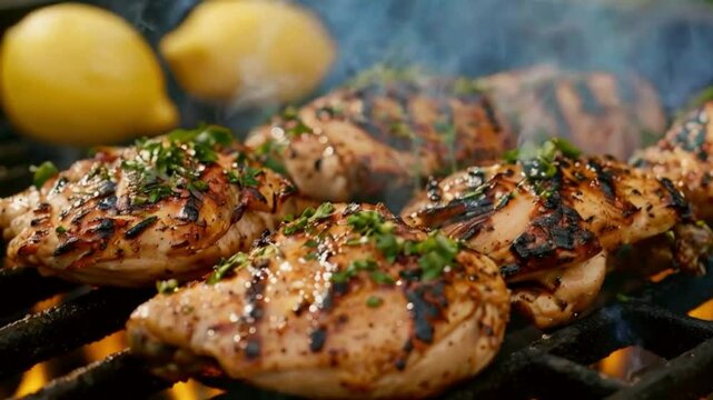 grilled chicken on the grill