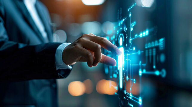 Businessman use AI technology support customer satisfaction and operational efficiency have significantly improved