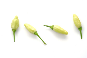 Capsicum frutescens Linn.or Karen Chili Isolated on a white background.