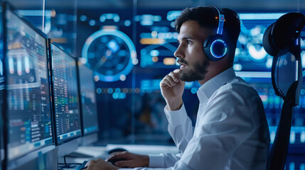 Businessman use AI technology support customer satisfaction and operational efficiency have significantly improved