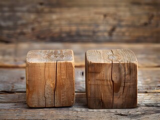 Obraz premium Wooden Blocks on a Rustic Wooden Background for Copy Space