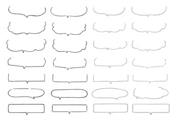 やや横長の手描き吹き出しセット
