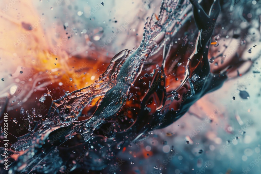 Aufkleber a close-up view of flames and water, highlighting the contrast between the two elements