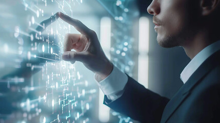 Businessman use AI technology for business management development