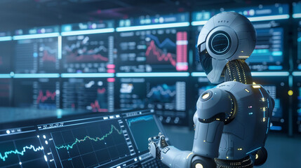 Businessman use AI technology for business management development