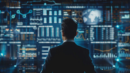 Businessman use AI technology for business management development