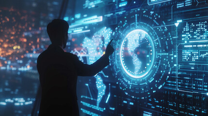 Obraz premium Businessman use AI technology for business management development