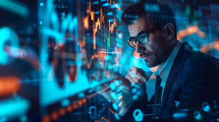 Businessman use AI technology for business management development