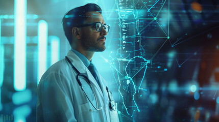 Doctor uses AI technology for enhanced diagnostics personalized treatment plans