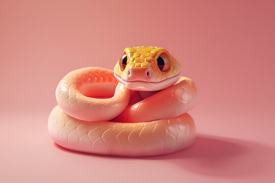 Illustration of a pink snake 3D model