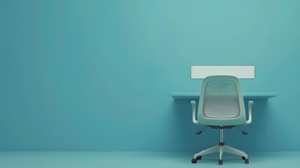 Searching for a new job opportunity. Office chair with blank search bar. Recruitment concept. 3D Render. 
