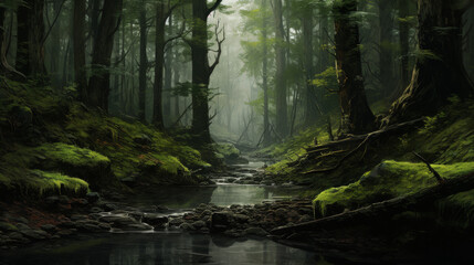 Obraz premium Detailed Realistic Forest View