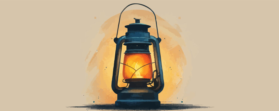 Vintage oil lantern with handle Vector flat minimalistic isolated illustration