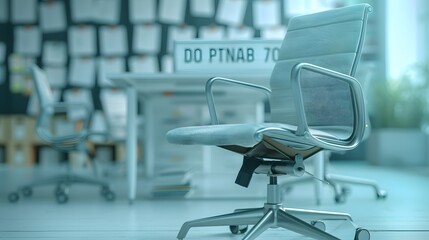 Searching for a new job opportunity. Office chair with blank search bar. Recruitment concept. 3D Render. 