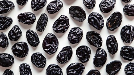 Pattern of dried prunes. Top view  overhead