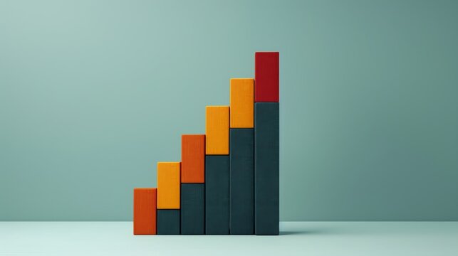 Corporate scaling up with rising charts, organization, success