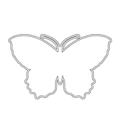 Decorative dotted outline of a winged insect butterfly. Vector graphics.