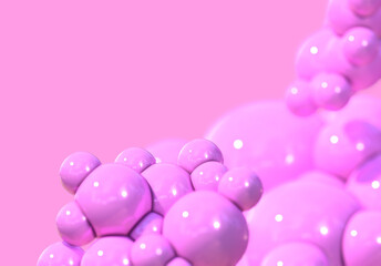 pink 3d bubble abstract background render