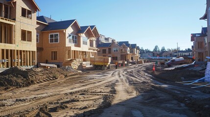 Fototapeta premium Community Expansion. Residential Construction in Progress 