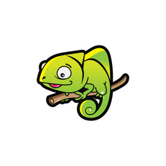 Chameleon lizard in green color animal design icon mascot concept