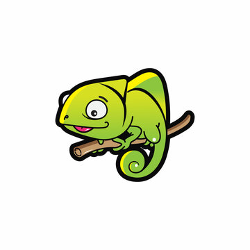 recommend clip art: Chameleon lizard in green color animal design icon mascot concept