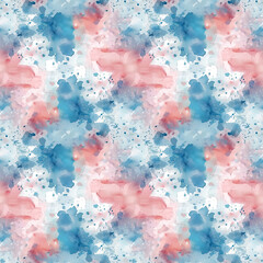 Abstract watercolor pattern with pink and blue splashes