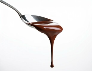 スプーンから溶けたチョコレートが下へ流れ落ちている
