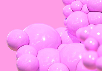 pink 3d bubble abstract background render