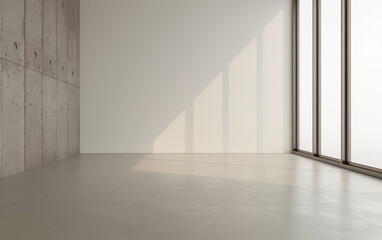 Fototapeta premium Large window in an empty luxury apartment room with no furniture and copy space. Residential interiors design composition mockup image. 28