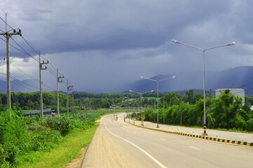 Fototapeta premium rain and road in the countryside