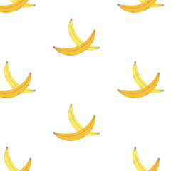 Web Seamless pattern with bananas on a transparent background.