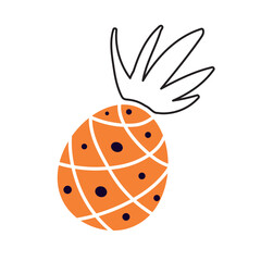 Pineapple. orange pineapple fruit vector flat style for cover illustration, icon, logo, symbol design. fabric, packaging, interior posters, invitations. Simple minimalist style, fruit theme
