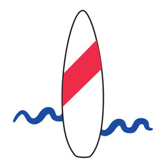 Surfing or sup boarding symbol, sport equipment icon. vector simple illustration of beach activity, vacation, resort, sport match, championship. trendy style illustration for poster, flyer, invitation