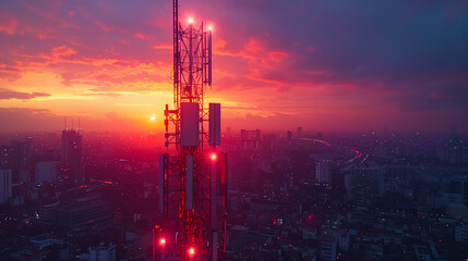 Naklejka premium Telecommunication transmitters to improve internet quality and speed
