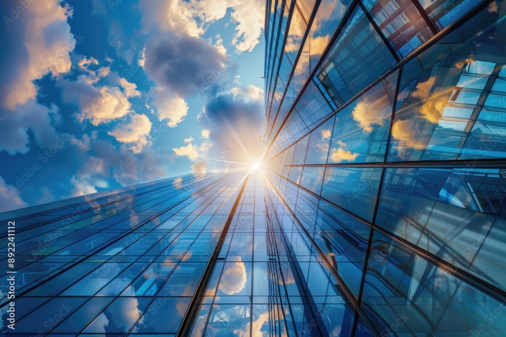 Poster sunlight streaming through windows of a high-rise building