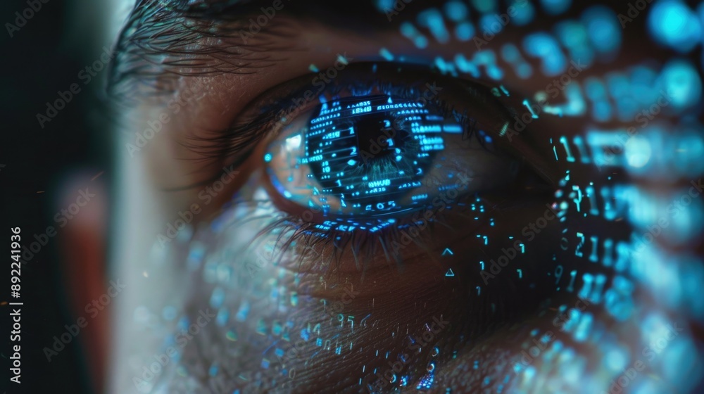 Aufkleber a person's eye is focused on a computer screen, ready to work or browse