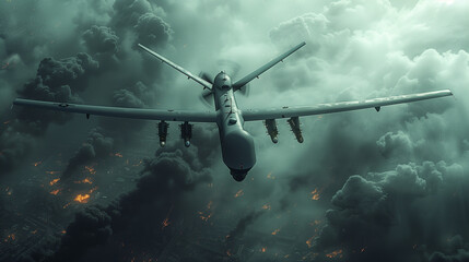 Naklejka premium Military combat drone