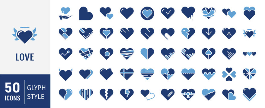 Heart and Love Icons. Solid icons vector collection.
