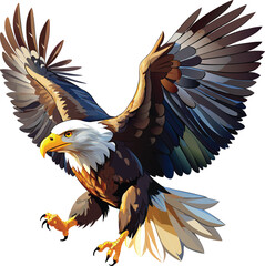 Obraz premium Watercolor clipart depicts majestic flight with outstretched wings.