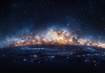 Fototapeta premium Night Sky Over Earth with a Milky Way Galaxy